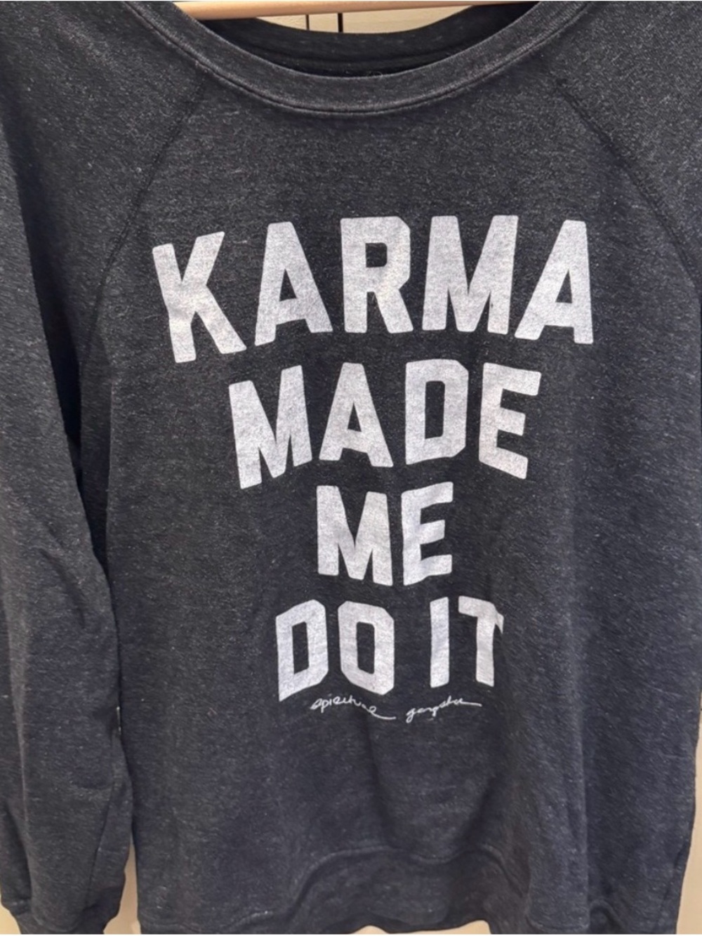 Spiritual Gangster Karma Made Me Do It Gray/ Charcoal Crewneck Sweatshirt Large